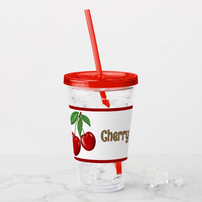 Personligen Red Cherries Design Take Away Mugg (Framsida Ice)