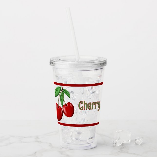 Personligen Red Cherries Design Take Away Mugg (Framsida Ice)