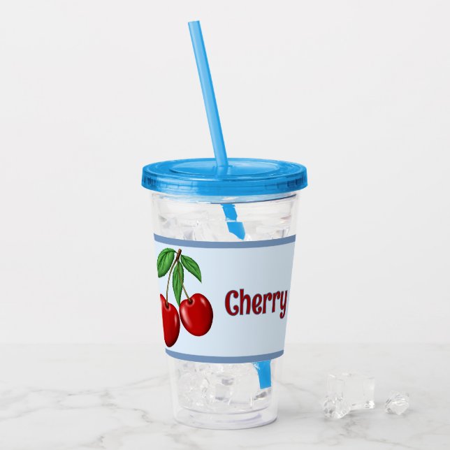 Personligen Red Cherries Design Take Away Mugg (Framsida Ice)