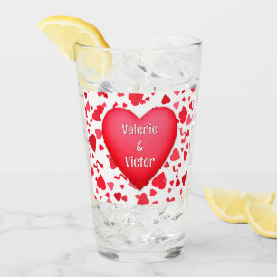 Personligen Red Confetti Hearts Glaskopp