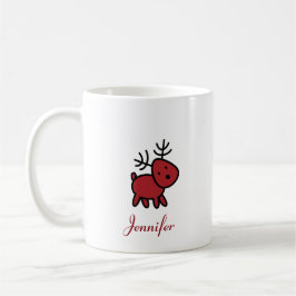 Personligen Red jul Reindeer Illustration Kaffemugg