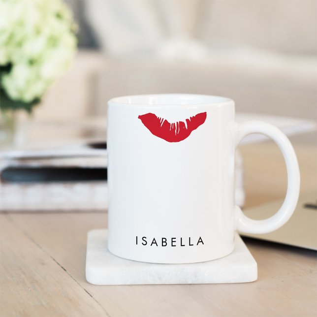 Personligen Red Lip Print Kaffemugg (Skapare uppladdad)