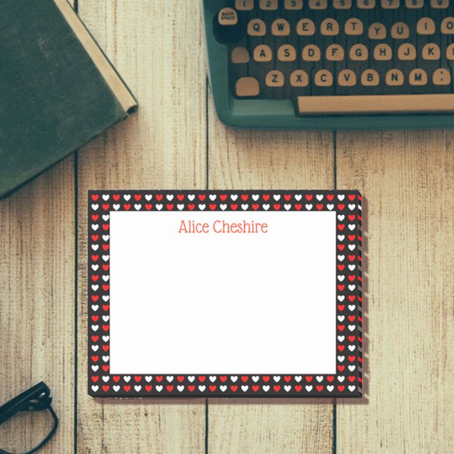 Personligen Red & White Hearts Post IT Notes Post-it Block (Skapare uppladdad)
