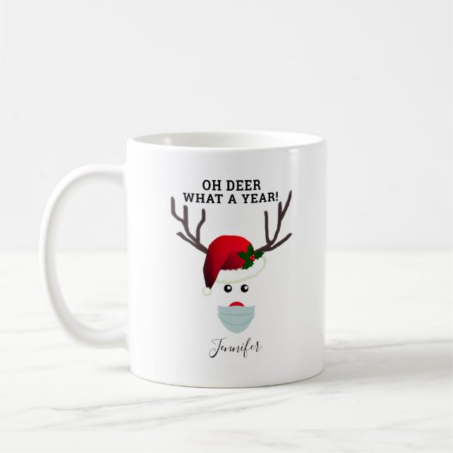 Personligen Reindeer, den vackra jultomten Ansikte Kaffemugg (Vänster)