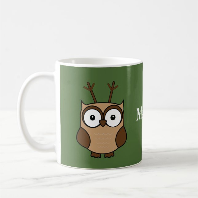 Personligen Reindeer Uggla jul Kaffemugg (Vänster)