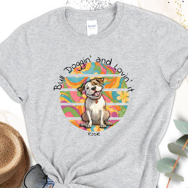 Personligen Retro Funny Bull Dog, färgstark 70-åri T Shirt