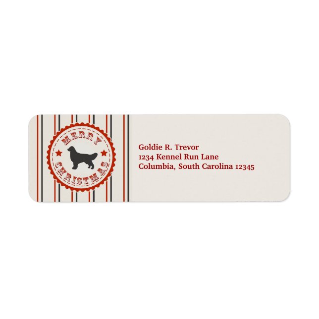 Personligen Retro jul Golden Retriever Returadress Etikett (Framsidan)