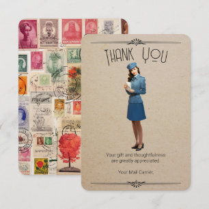 Personligen Retro Mail Carrier - tack för ditt kor Kort