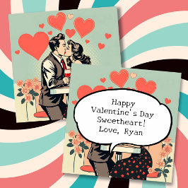Personligen Retro-par issing Pop Art Hearts Julkort