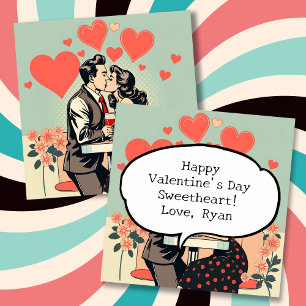 Personligen Retro-par issing Pop Art Hearts Julkort