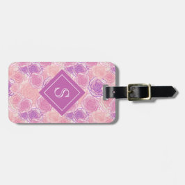 Personligen Retro Ro Blommigt Monogram Bagagebricka