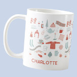 Personligen Retro Scandinavian Hygge Kaffemugg<br><div class="desc">Den här roligten Scandinavian-stil är perfekten för att ge ditt liv en aning av Hygge. En varm och mysigt vinterdesign med  rosa och grönt. Originalkonst av Nic Squirrell. Ändra namn för att anpassa sig.</div>