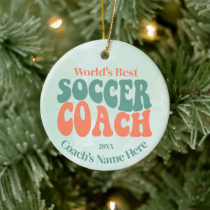 Personligen Retro Soccer Coach Julgransprydnad Keramik