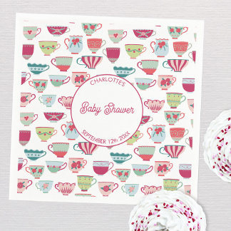 Personligen Retro Tea Party Baby Shower Pappersservett
