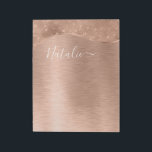 Personligen Ro Guld Glitter Anteckningsblock<br><div class="desc">Anpassa enkelt det här ro guld-borstat metall och glamorerat faux glitter-skyddat anteckningsblock med ditt eget namn.</div>