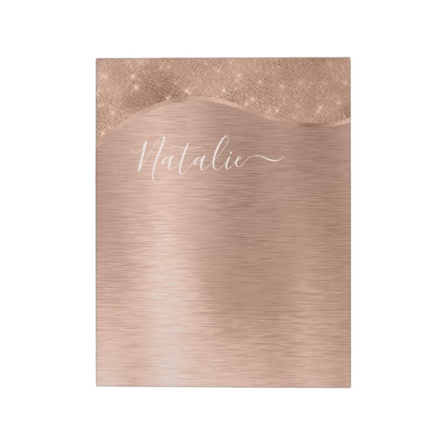 Personligen Ro Guld Glitter Anteckningsblock (Roterad)