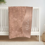 Personligen Ro Guld Glitter Fleecefilt<br><div class="desc">Anpassa enkelt den här ro guld-borrade metall och den glamorösa faux glitter-mönstrade filten med eget namn.</div>
