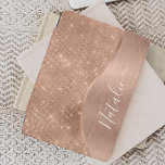 Personligen Ro Guld Glitter iPad Mini Skydd<br><div class="desc">Anpassa enkelt den här ro guld-borstat metall och glamorös faux glitter med ditt eget namn ipad cover.</div>