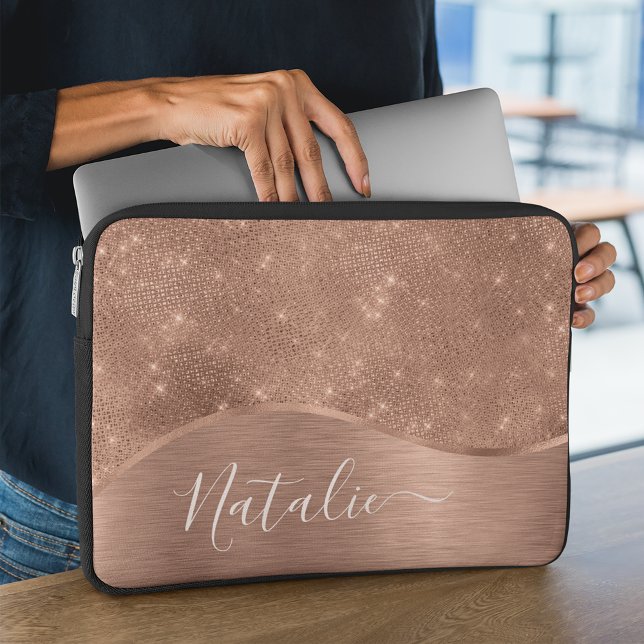 Personligen Ro Guld Glitter Laptop Fodral (Skapare uppladdad)