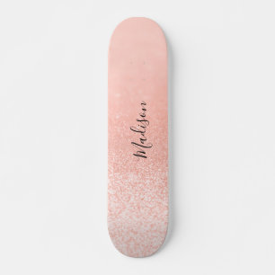 Personligen Ro Guld Glitter Ljus Mini Skateboard Bräda 18,5 Cm