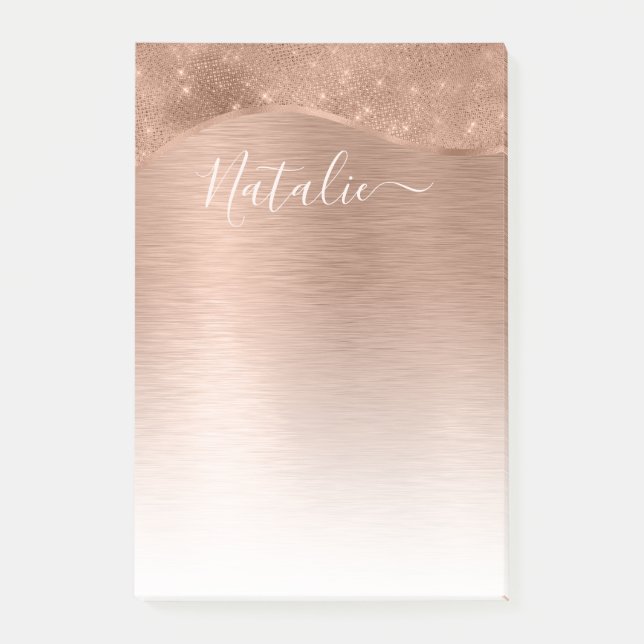 Personligen Ro Guld Glitter Post-it Block (Framsida)