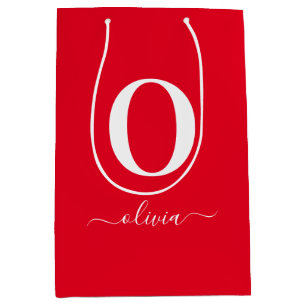 Personligen Röd och vit i monogram Namn
