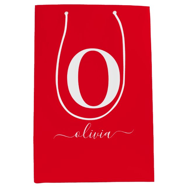 Personligen Röd och vit i monogram Namn (Framsidan)