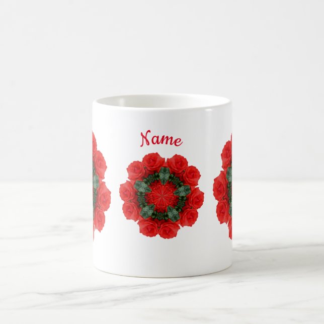 Personligen röd ros Flower Art Kaffemugg (Center)