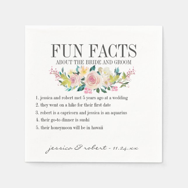 Personligen roligt Facts Pastel Blommigt Pappersservett (Framsidan)