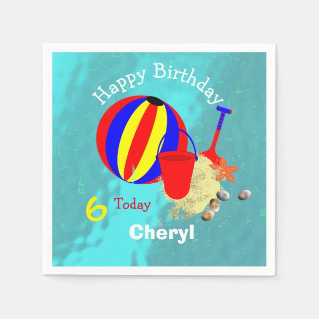 Personligen roligt Kids Beach Games Pappersservett (Framsidan)