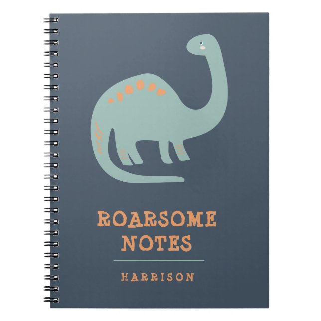 Personligen roligt Kids Dinosaur Blue & Orange Anteckningsbok (Framsidan)