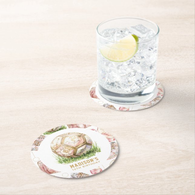 Personligen Rosegold för fotboll Underlägg Papper Rund (Insitu)