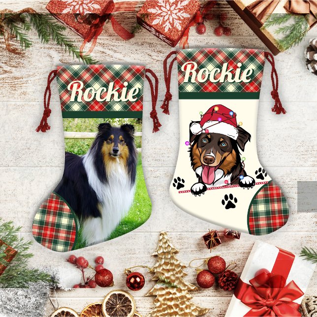 Personligen Rough Collie Hund jul Liten Julstrumpa (Skapare uppladdad)