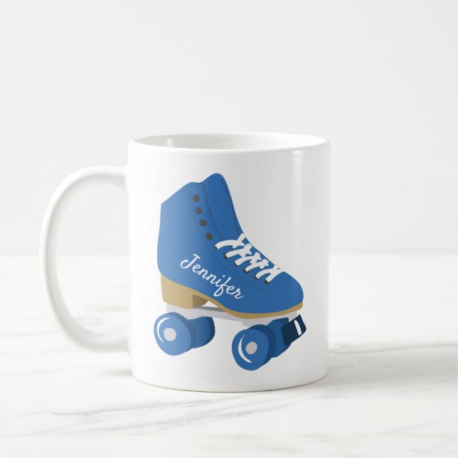 Personligen royal Blue Retro Quad Roller Skate Kaffemugg (Vänster)