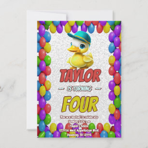 Personligen Rubber Anka Cute Birthday Inbjudan Kid