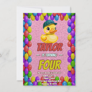 Personligen Rubber Anka Cute Birthday Inbjudan Kid