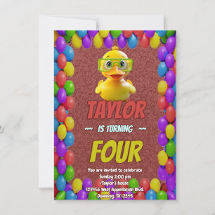 Personligen Rubber Anka Cute Birthday Inbjudan Kid