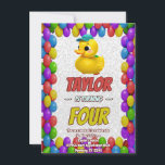 Personligen Rubber Anka Cute Birthday Inbjudan Kid<br><div class="desc">🦆 Dive i Quacky Roligt med vår Rubber Anka Födelsedagsfest inbjudan! 🎂 få redo för en fantastisk bra! Vår Rubber Anka Födelsedagsfest inbjudan är perfekten för att göra vågar av upphetsning för din lilla speciella dag. 🌊 🐥 dessa förtjusande inbjudningar är charmerande illustrationer av gummi anka, som gör det möjligt...</div>