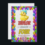 Personligen Rubber Anka Cute Birthday Inbjudan Kid<br><div class="desc">🦆 Dive i Quacky Roligt med vår Rubber Anka Födelsedagsfest inbjudan! 🎂 få redo för en fantastisk bra! Vår Rubber Anka Födelsedagsfest inbjudan är perfekten för att göra vågar av upphetsning för din lilla speciella dag. 🌊 🐥 dessa förtjusande inbjudningar är charmerande illustrationer av gummi anka, som gör det möjligt...</div>