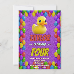 Personligen Rubber Anka Cute Birthday Inbjudan Kid