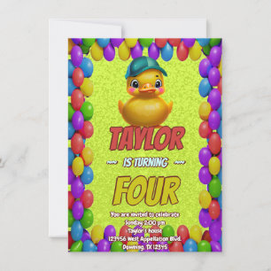 Personligen Rubber Anka Cute Birthday Inbjudan Kid