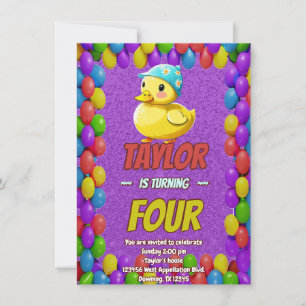 Personligen Rubber Anka Cute Birthday Inbjudan Kid