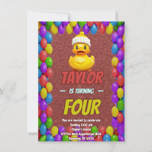 Personligen Rubber Anka Cute Birthday Inbjudan Kid