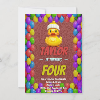 Personligen Rubber Anka Cute Birthday Inbjudan Kid