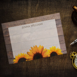 Personligen Rustic Barn Wood and Sunblommor Post-it Block
