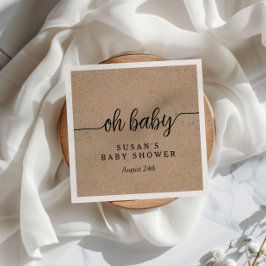 Personligen Rustic Kraft Oh Baby Shower Pappersservett