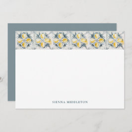 Personligen Rustic Lemons Mediterranean Tiles Anteckningskort