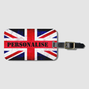 Personligen Rustic Union Jack UK Flagga Bagagebricka