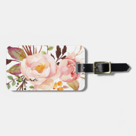 Personligen Rustic Watercolor Flowers Bagagebricka