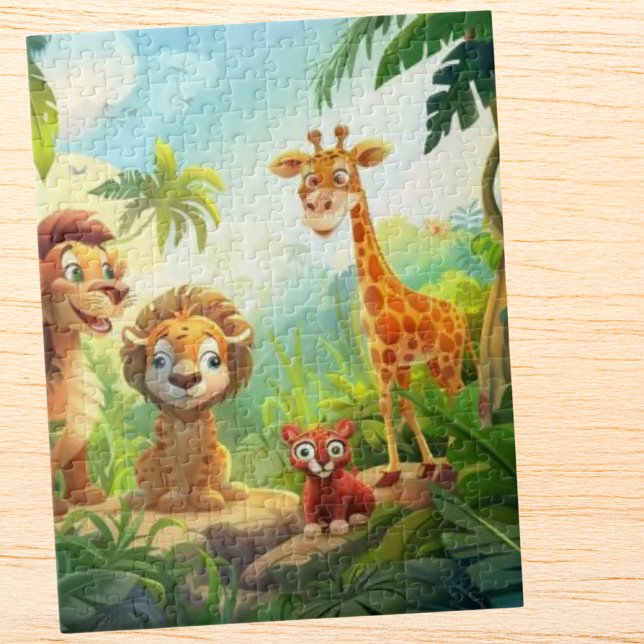 Personligen Safari Cute Jungle Animal barn namn Pussel (Skapare uppladdad)